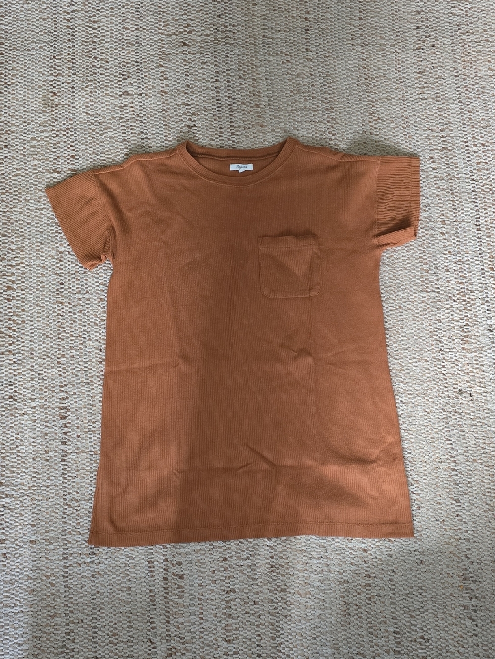 Madewell Ribbed Shirt Dress in Burnt Orange